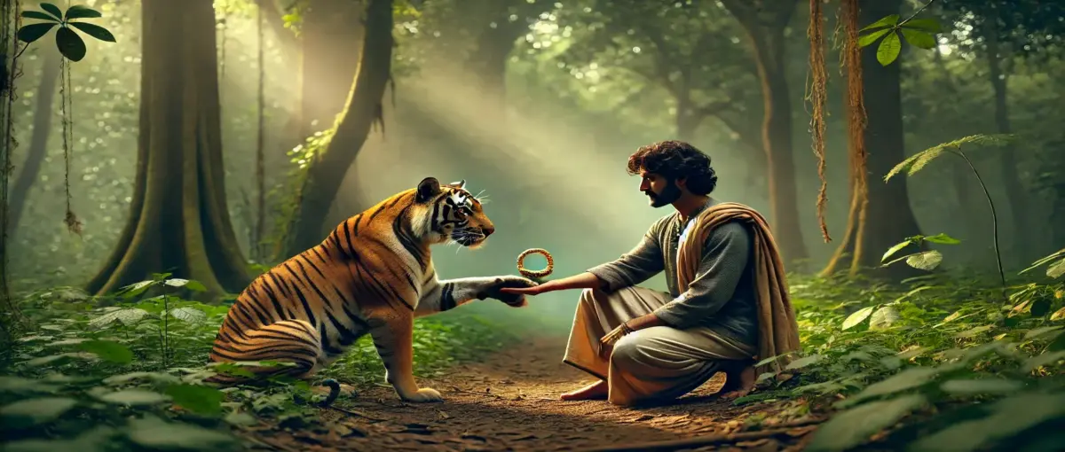 এক লোভী পথিক ও ক্ষুধার্ত বাঘের গল্প