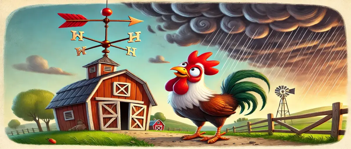 একটি মোরগ ও একটি বায়ুনির্দেশক যন্ত্র